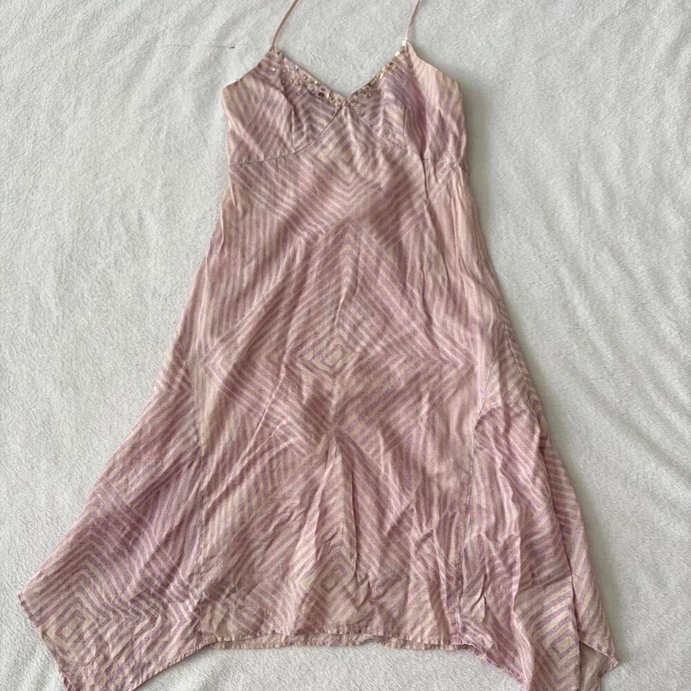 City DKNY Midi Halter Dress Women's M Cottagecore Midi Beaded Summer Fairycore